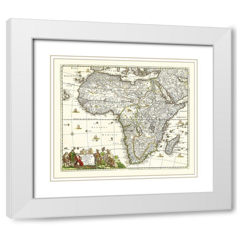 Africa - De Wit 1688 White Modern Wood Framed Art Print with Double Matting by De Wit
