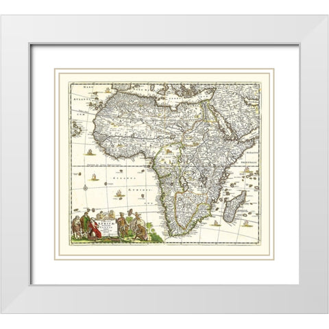 Africa - De Wit 1688 White Modern Wood Framed Art Print with Double Matting by De Wit