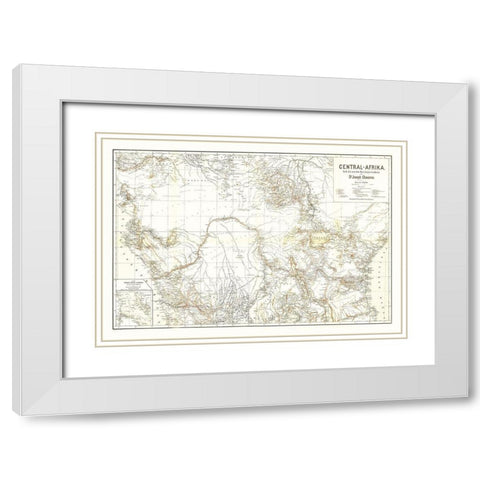 Central Africa - Hart 1885 White Modern Wood Framed Art Print with Double Matting by Hart