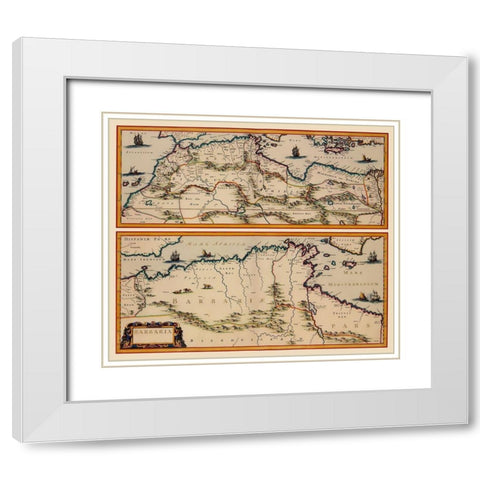 Africa Northern Coast - Blaeu 1650 White Modern Wood Framed Art Print with Double Matting by Blaeu