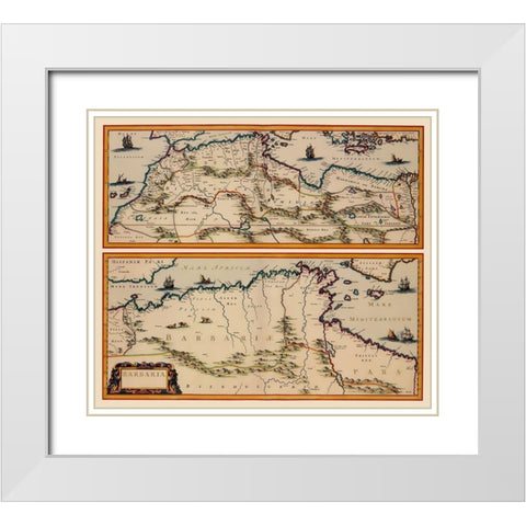 Africa Northern Coast - Blaeu 1650 White Modern Wood Framed Art Print with Double Matting by Blaeu