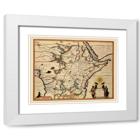 Eastern Africa - Blaeu 1635 White Modern Wood Framed Art Print with Double Matting by Blaeu