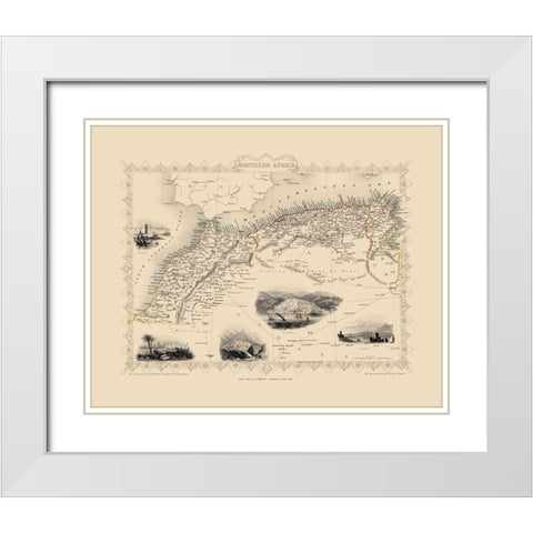 Northern Africa - Tallis 1851 White Modern Wood Framed Art Print with Double Matting by Tallis