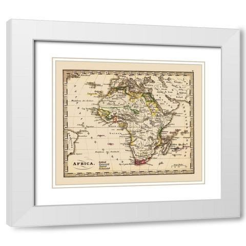 Africa - Stieler 1852 White Modern Wood Framed Art Print with Double Matting by Stieler