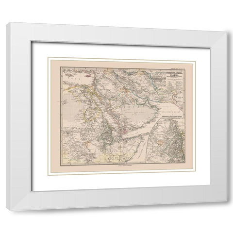 North East Africa Arabia - Stieler  1885 White Modern Wood Framed Art Print with Double Matting by Stieler