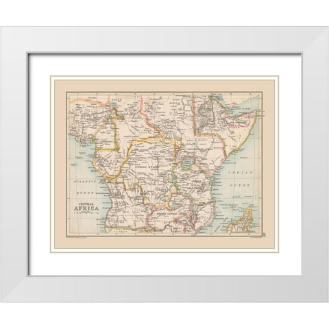 Central Africa - Bartholomew 1892 White Modern Wood Framed Art Print with Double Matting by Bartholomew