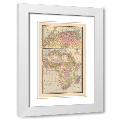 Africa North West Africa - Cram 1888 White Modern Wood Framed Art Print with Double Matting by Cram