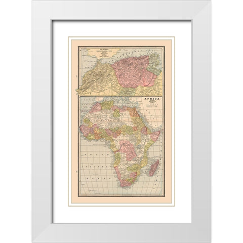 Africa North West Africa - Cram 1888 White Modern Wood Framed Art Print with Double Matting by Cram