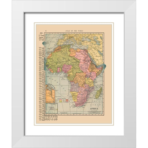 Africa - Hammond 1910 White Modern Wood Framed Art Print with Double Matting by Hammond