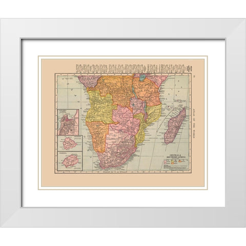 Central Southern Africa - Hammond 1910 White Modern Wood Framed Art Print with Double Matting by Hammond