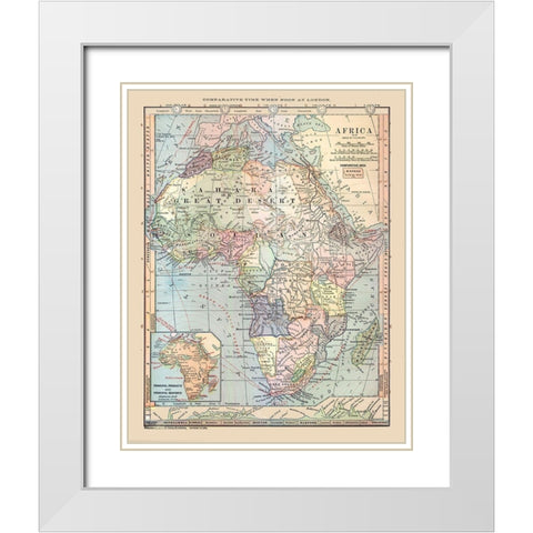 Africa - Monteith 1882 White Modern Wood Framed Art Print with Double Matting by Monteith