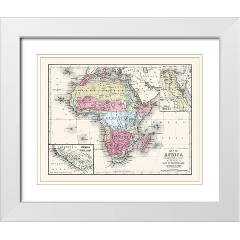 Africa - Mitchell 1877 White Modern Wood Framed Art Print with Double Matting by Mitchell