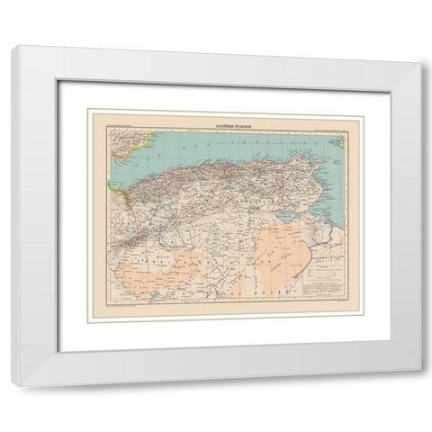 Algeria Tunisia - Schrader 1908 White Modern Wood Framed Art Print with Double Matting by Schrader