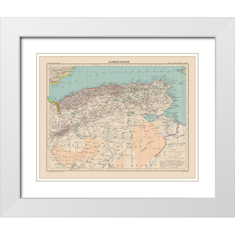 Algeria Tunisia - Schrader 1908 White Modern Wood Framed Art Print with Double Matting by Schrader
