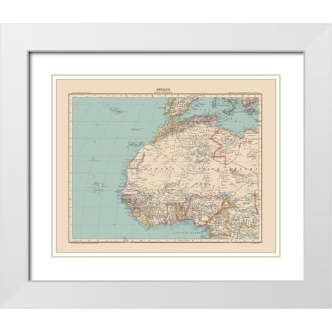 North West Africa - Schrader 1908 White Modern Wood Framed Art Print with Double Matting by Schrader
