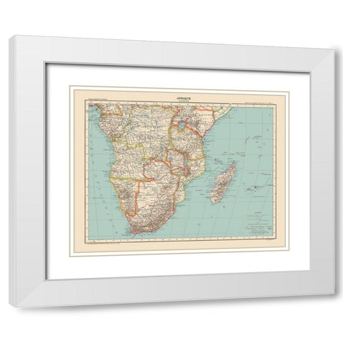 South Africa - Schrader 1908 White Modern Wood Framed Art Print with Double Matting by Schrader