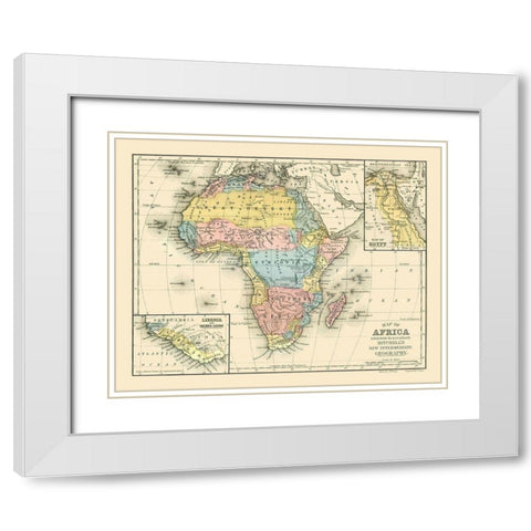 Africa - Mitchell 1869 White Modern Wood Framed Art Print with Double Matting by Mitchell