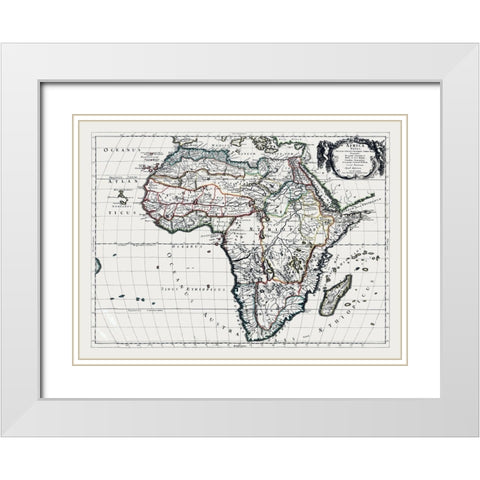 Africa - Sanson 1641 White Modern Wood Framed Art Print with Double Matting by Sanson
