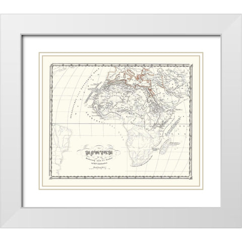 Africa Prior to Mohammedan - Spruner 1855 White Modern Wood Framed Art Print with Double Matting by Spruner