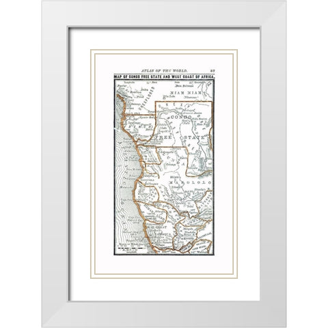 North Western Africa - Alden 1886 White Modern Wood Framed Art Print with Double Matting by Alden