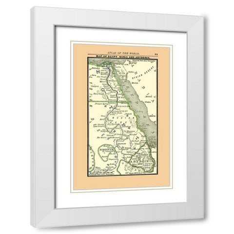Egypt Nubia Abyssinia - Alden 1886 White Modern Wood Framed Art Print with Double Matting by Alden