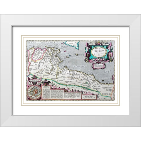 Ancient Africa - Ortelius 1570 White Modern Wood Framed Art Print with Double Matting by Ortelius