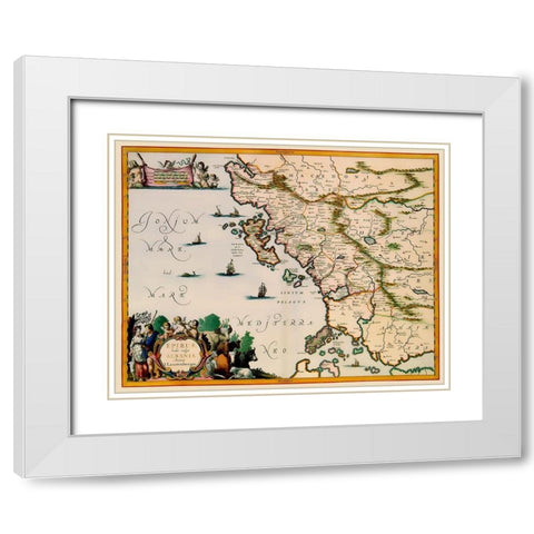 Albania Greece - Jansson 1654 White Modern Wood Framed Art Print with Double Matting by Jansson
