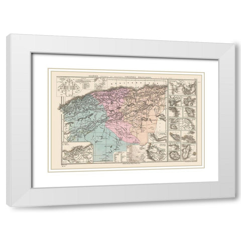 Algeria French Colonies Africa - Drioux 1882 White Modern Wood Framed Art Print with Double Matting by Drioux