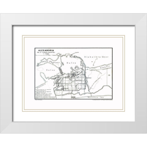 Alexandria 3 to 5 BC Egypt - Baedeker 1913 White Modern Wood Framed Art Print with Double Matting by Baedeker