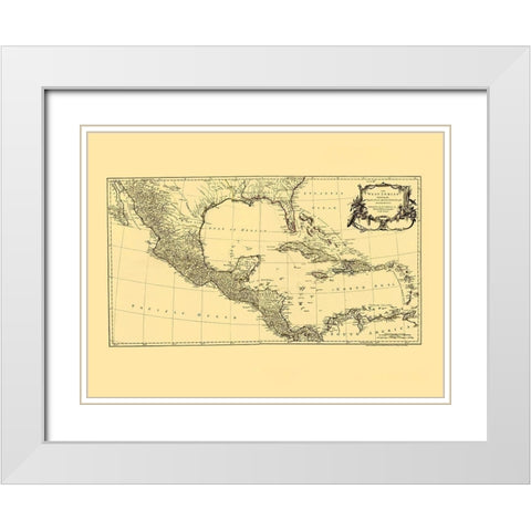 Americas Caribbean Gulf of Mexico - Jefferys 1760 White Modern Wood Framed Art Print with Double Matting by Jefferys