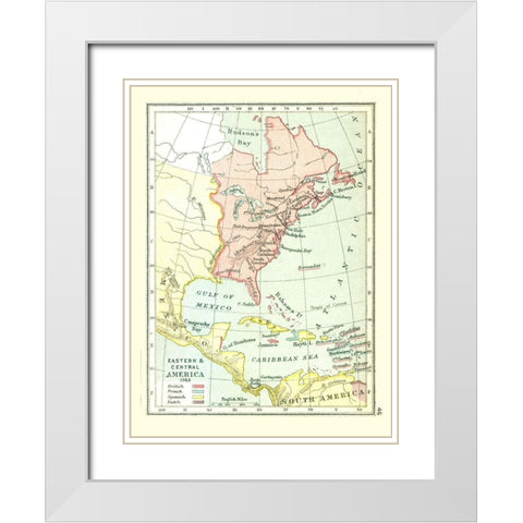 Eastern Central America - Gardiner 1763 White Modern Wood Framed Art Print with Double Matting by Gardiner