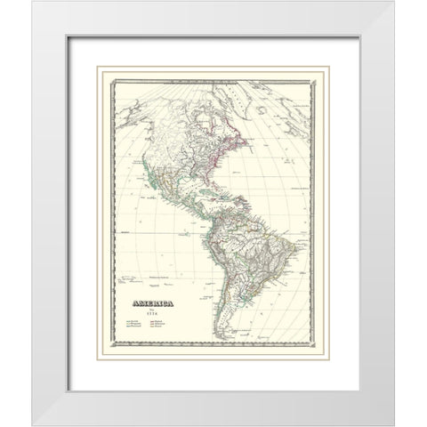 America - Spruner 1776 White Modern Wood Framed Art Print with Double Matting by Spruner