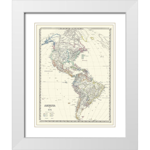 America - Spruner 1776 White Modern Wood Framed Art Print with Double Matting by Spruner