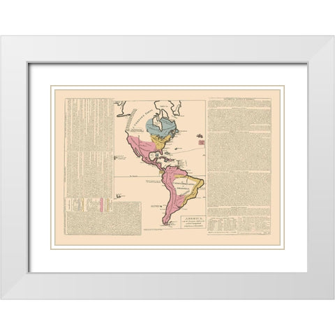 America - Le Sage 1801 White Modern Wood Framed Art Print with Double Matting by Le Sage
