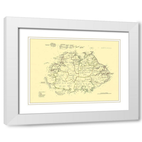 Antigua - Jefferys 1775 White Modern Wood Framed Art Print with Double Matting by Jefferys