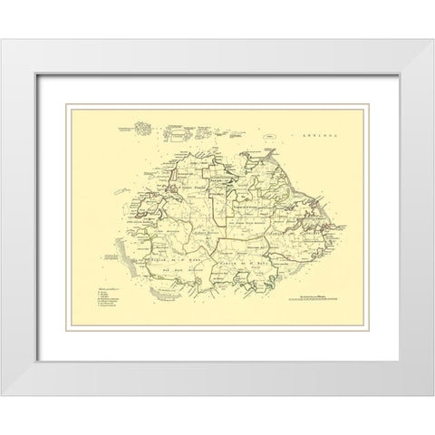 Antigua - Jefferys 1775 White Modern Wood Framed Art Print with Double Matting by Jefferys