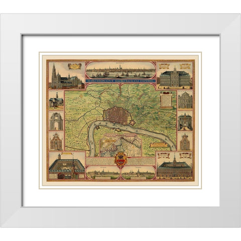 Antwerp Area Belgium Benelux - Visscher 1624 White Modern Wood Framed Art Print with Double Matting by Visscher