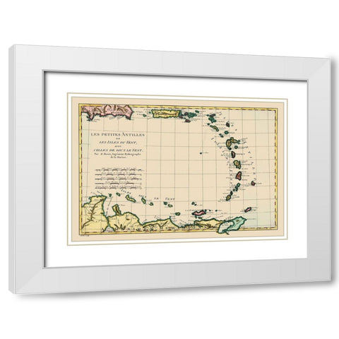 Antilles - Bonne 1787 White Modern Wood Framed Art Print with Double Matting by Bonne