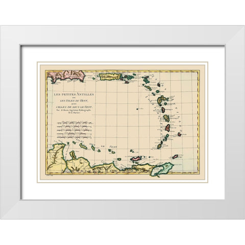 Antilles - Bonne 1787 White Modern Wood Framed Art Print with Double Matting by Bonne