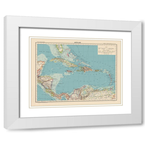 Antilles Central America Caribbean - Schrader 1908 White Modern Wood Framed Art Print with Double Matting by Schrader