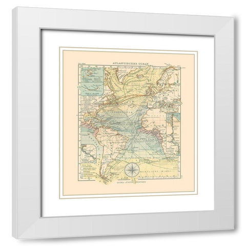 Atlantic Ocean - Perthes 1914 White Modern Wood Framed Art Print with Double Matting by Perthes
