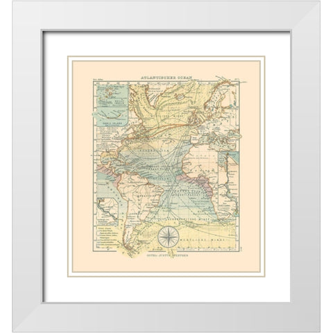 Atlantic Ocean - Perthes 1914 White Modern Wood Framed Art Print with Double Matting by Perthes