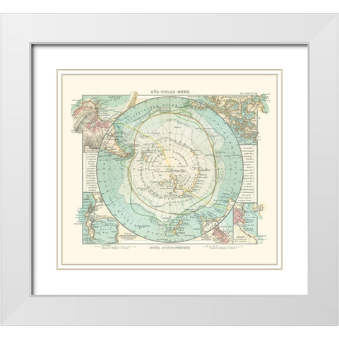 Antarctic Ocean - Perthes 1914 White Modern Wood Framed Art Print with Double Matting by Perthes
