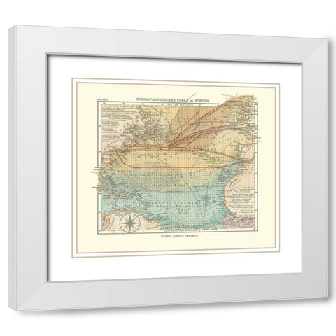 North Atlantic Ocean in Winter - Perthes 1914 White Modern Wood Framed Art Print with Double Matting by Perthes