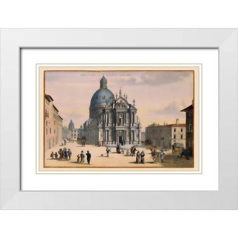 Apostles Guesthouse Rome Italy - Visscher 1681 White Modern Wood Framed Art Print with Double Matting by Visscher