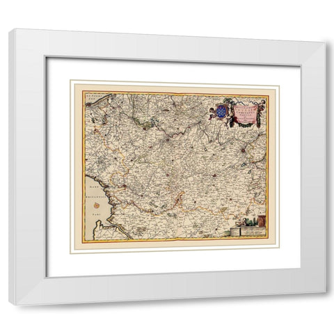Artois Province France Belgium - Visscher 1681 White Modern Wood Framed Art Print with Double Matting by Visscher