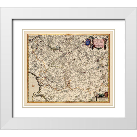 Artois Province France Belgium - Visscher 1681 White Modern Wood Framed Art Print with Double Matting by Visscher