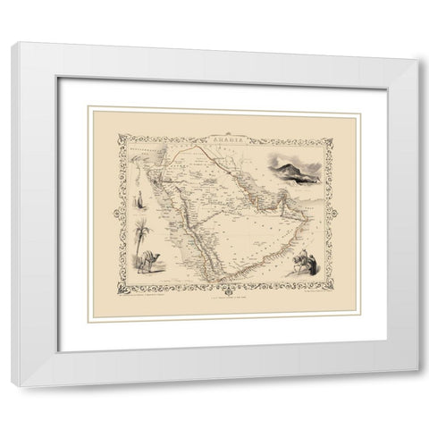 Arabian Peninsula Middle East - Tallis 1851 White Modern Wood Framed Art Print with Double Matting by Tallis