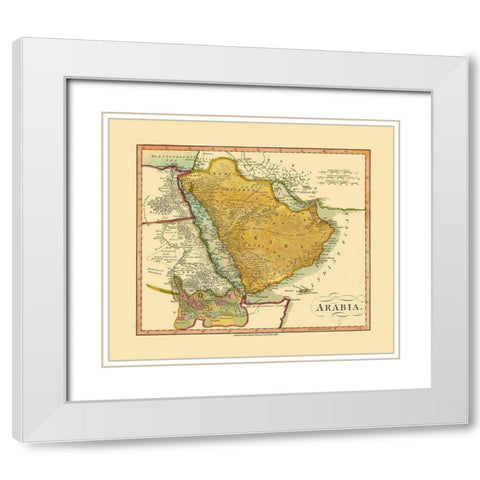 Arabia - Darton 1812 White Modern Wood Framed Art Print with Double Matting by Darton