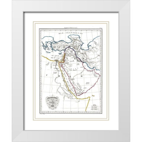Hebrew Geography Arabia - 1831 White Modern Wood Framed Art Print with Double Matting by Unknown